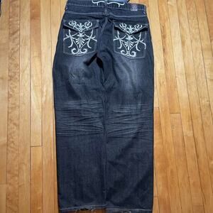 Noiz Jeans Embroidered Denim Jeans 36x32 Y2K Baggy Streetwear